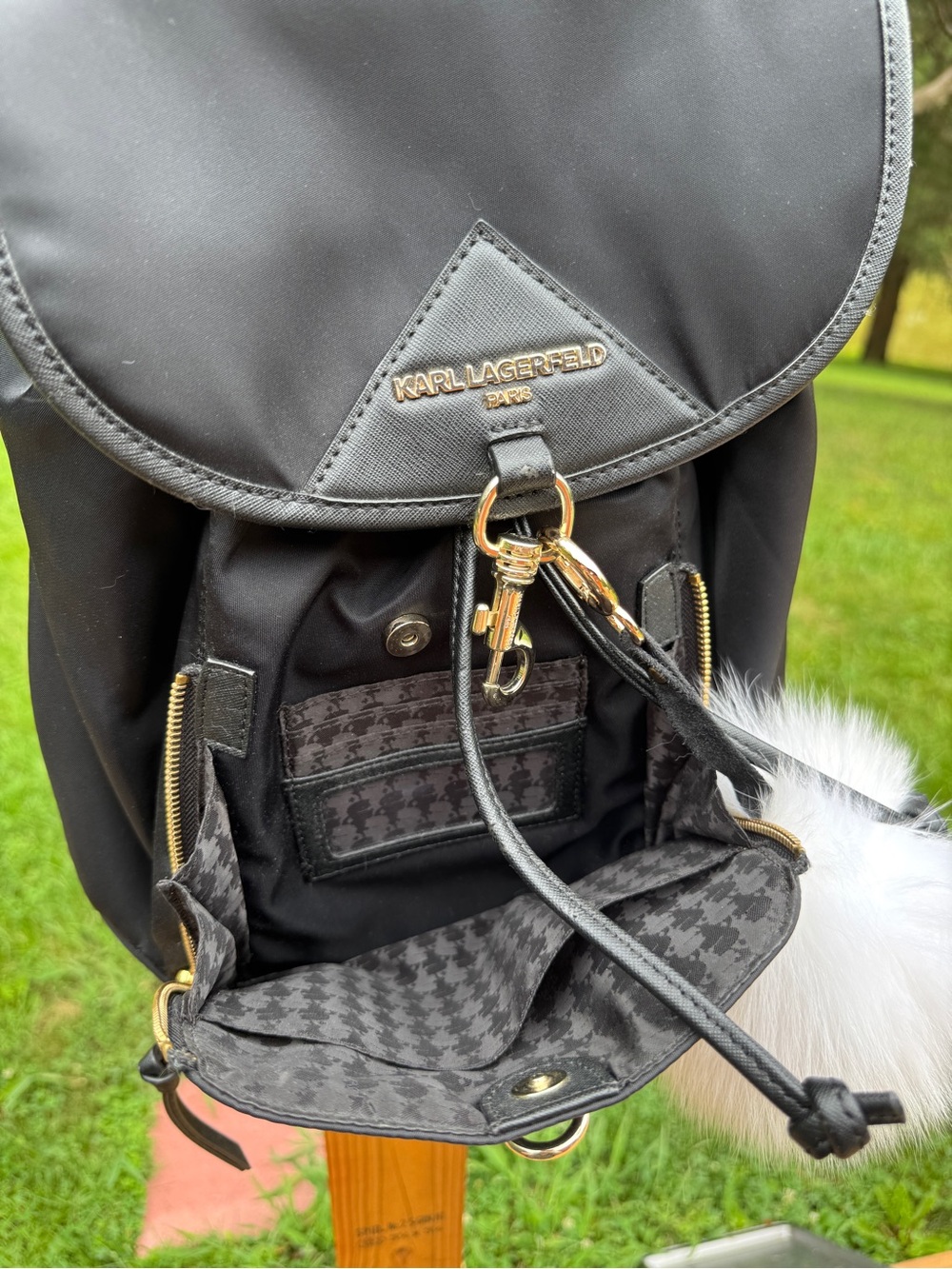 Karl Lagerfeld Nylon Backpack Pom Pom - Picture 3 of 11